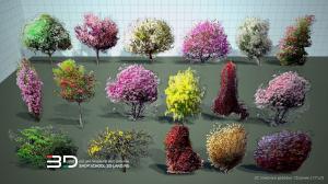 2D plant models in sketch-style for landscape design, set 2 (17 pcs)