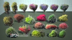 2D plant models in sketch-style for landscape design, set 1 (21 pcs)
