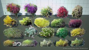 2D plant models in sketch-style for landscape design, set 2 (20 pcs)