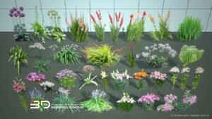 2D models of annual and bulbous plants for landscape design, set 1 (34 pcs)