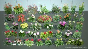2D models of annual and bulbous plants for landscape design, set 2 (38 pcs)