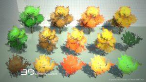 3D plant models with simple geometry for landscape design (14 pcs)