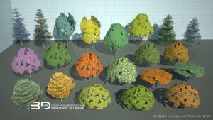 3D plant models with simple geometry for landscape design, set 2 (21 pcs)
