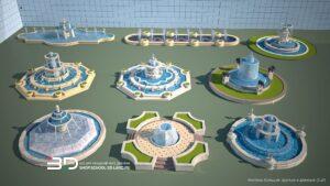 3D models of rocks and water features for landscape design (9 pcs)