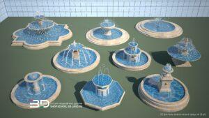 3D models of rocks and water features for landscape design (9 pcs)