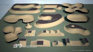 3D models of sports and playground equipment for landscape design (16 pcs)