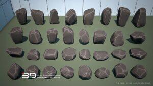 3D models of rocks and water features for landscape design, set 1 (32 pcs)