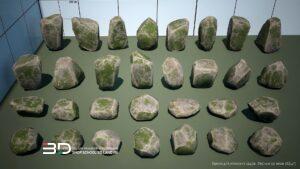 3D models of rocks and water features for landscape design, set 3 (32 pcs)