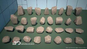 3D models of rocks and water features for landscape design, set 4 (32 pcs)