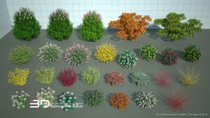 3D models of shrubs and vines for landscape design, set 4 (28 pcs)
