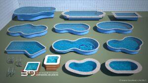 3D models of rocks and water features for landscape design (16 pcs)