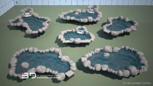 3D models of rocks and water features for landscape design (6 pcs)