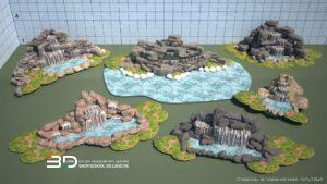 3D models of rocks and water features for landscape design. Set 2 (6 pcs)