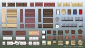 Raster object assets for landscape plans, set 4 (68 pcs)