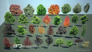 2D models of broadleaf trees for landscape design, set 2 (32 pcs)