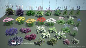 3D models of annual and perennial plants for landscape design, set 1 (31 pcs)