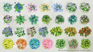 Pastel-style raster plants for landscape design plans, set 10 (28 pcs)