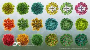 Watercolor-style raster plants for landscape design plans, set 4 (18 pcs)