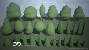 3D plant models with simple geometry for landscape design, set 1 (28 pcs)