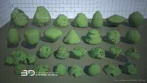 3D plant models with simple geometry for landscape design, set 2 (27 pcs)