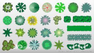 Vector plants for landscape design plans, set 3 (27 pcs)