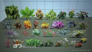 2D models of tropical and indoor plants for landscape design, set 1 (30 pcs)