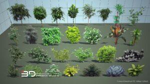 2D models of tropical and indoor plants for landscape design, set 3 (28 pcs)